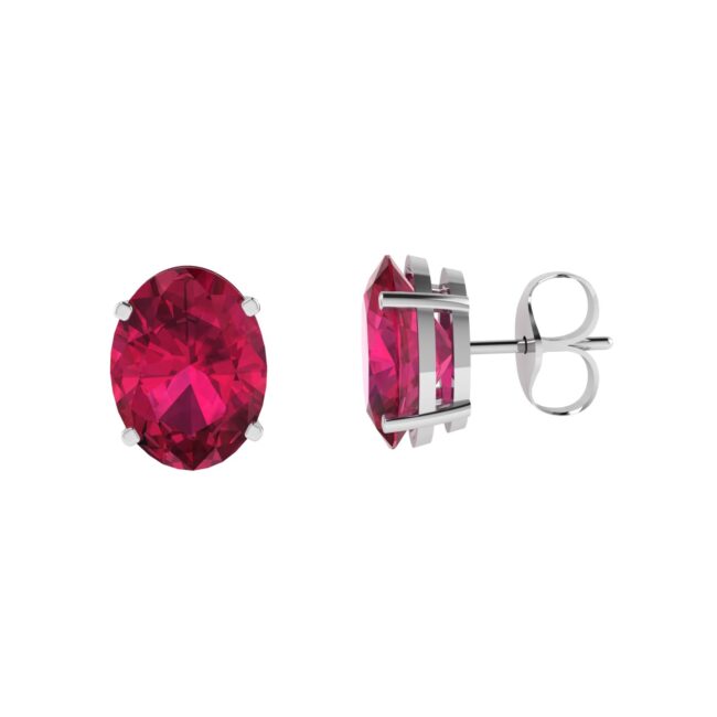 Minimalist Oval Ruby Earrings in 18K White Gold (6.3ct)