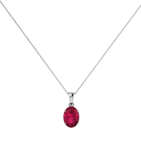 Minimalist Oval Ruby Pendant in 18K White Gold (3.15ct)