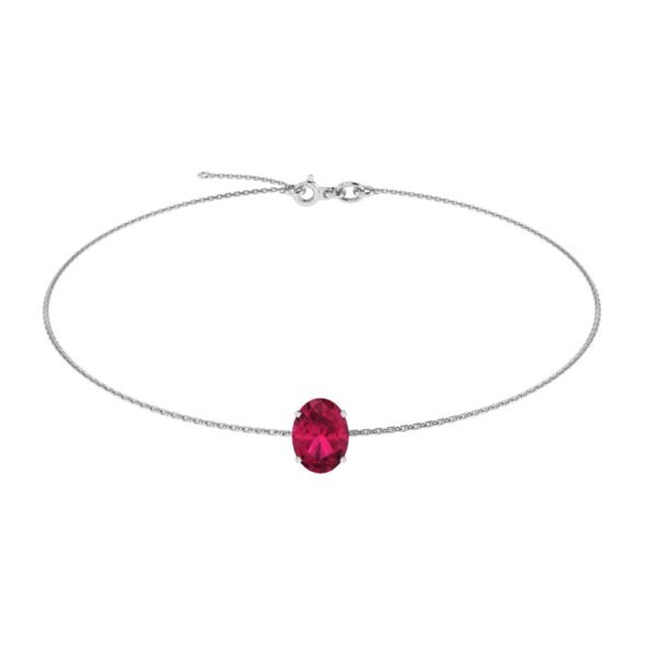 Minimalist Oval Ruby Bracelet in 18K White Gold (3.15ct)