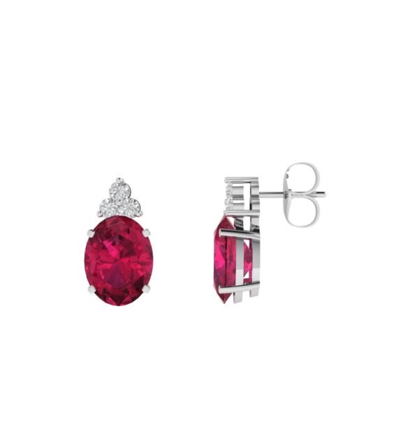 oval ruby diamond earrings in 18k gold