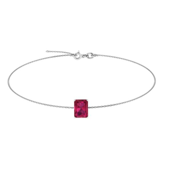 Minimalist Emerald-Cut Ruby Bracelet in 18K White Gold (3.15ct)