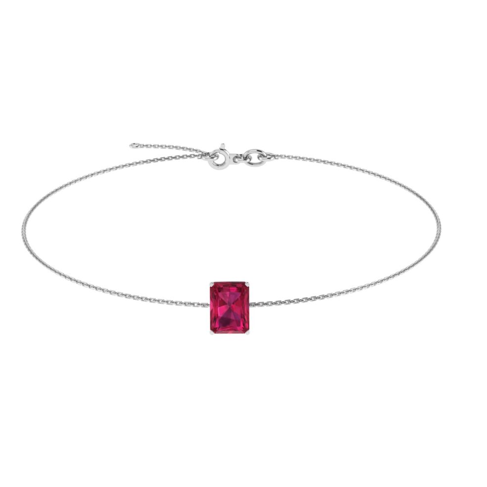 Minimalist Emerald-Cut Ruby Bracelet in 18K White Gold (3.15ct)