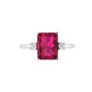 Minimalist Emerald-Cut Ruby Ring with Elegant Diamond Side Accents in 18K White Gold (3.15ct)