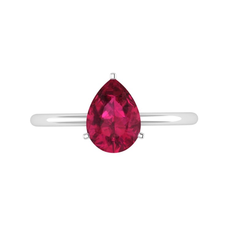 Minimalist Pear Ruby Ring in 18K White Gold (3.15ct)