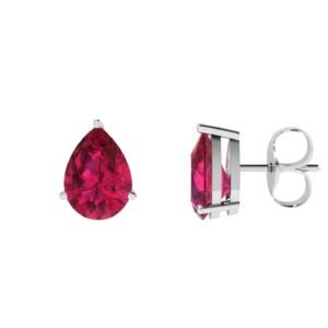 Minimalist Pear Ruby Earrings in 18K White Gold (6.3ct)