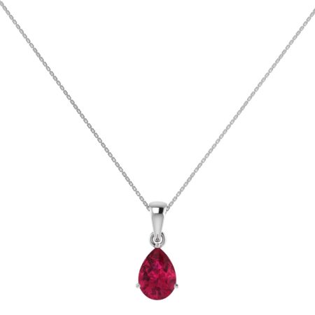 Minimalist Pear Ruby Pendant in 18K White Gold (3.15ct)