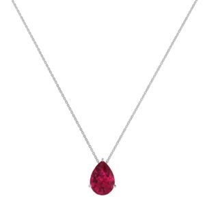 Minimalist Pear Ruby Necklace in 18K White Gold (3.15ct)