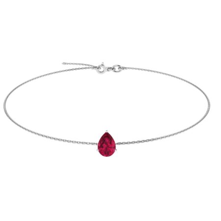 Minimalist Pear Ruby Bracelet in 18K White Gold (3.15ct)