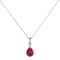 Minimalist Pear Ruby and Sparkling Diamond Pendant in 18K White Gold (3.15ct)