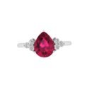 Minimalist Pear Ruby and Sparkling Diamond Ring in 18K White Gold (3.15ct)