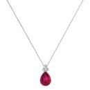 Minimalist Pear Ruby and Sparkling Diamond Necklace in 18K White Gold (3.15ct)