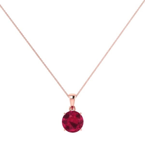 Royal Crimson Round Ruby Pendant in 18K Gold