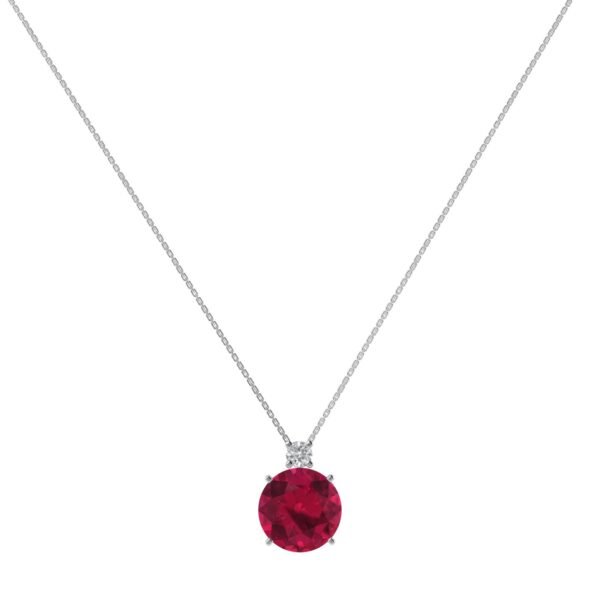 Diamond Crest Ruby Necklace in 18k Gold