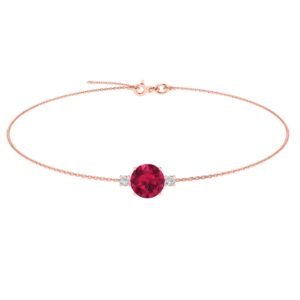 Diamond Halo Scarlet Splendor Ruby Bracelet in 18k Gold