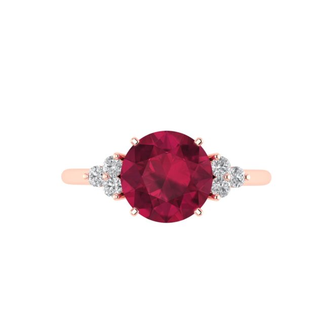 Triple Diamond Ruby Splendor Ring in 18K Gold