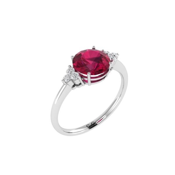 Triple Diamond Ruby Splendor Ring in 18K Gold