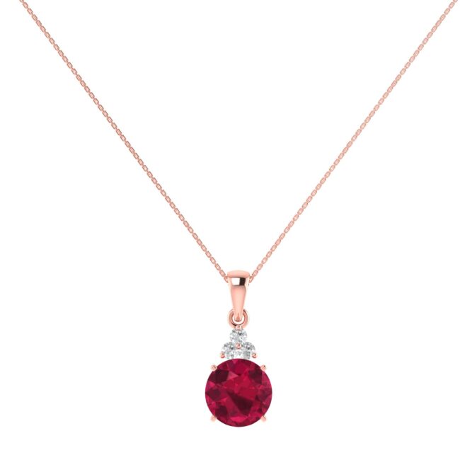 Trilogy Brilliance Round Ruby Pendant in 18K Gold