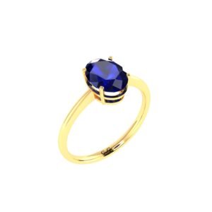 Minimalist Oval Blue Sapphire Ring in 18K Yellow Gold (3.15ct)