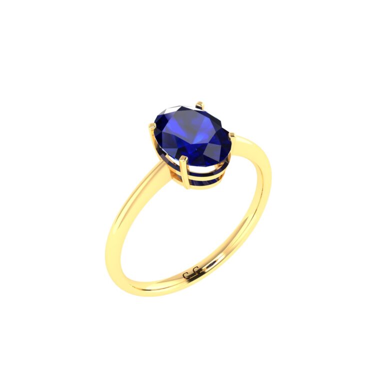 Minimalist Oval Blue Sapphire Ring in 18K Yellow Gold (3.15ct)