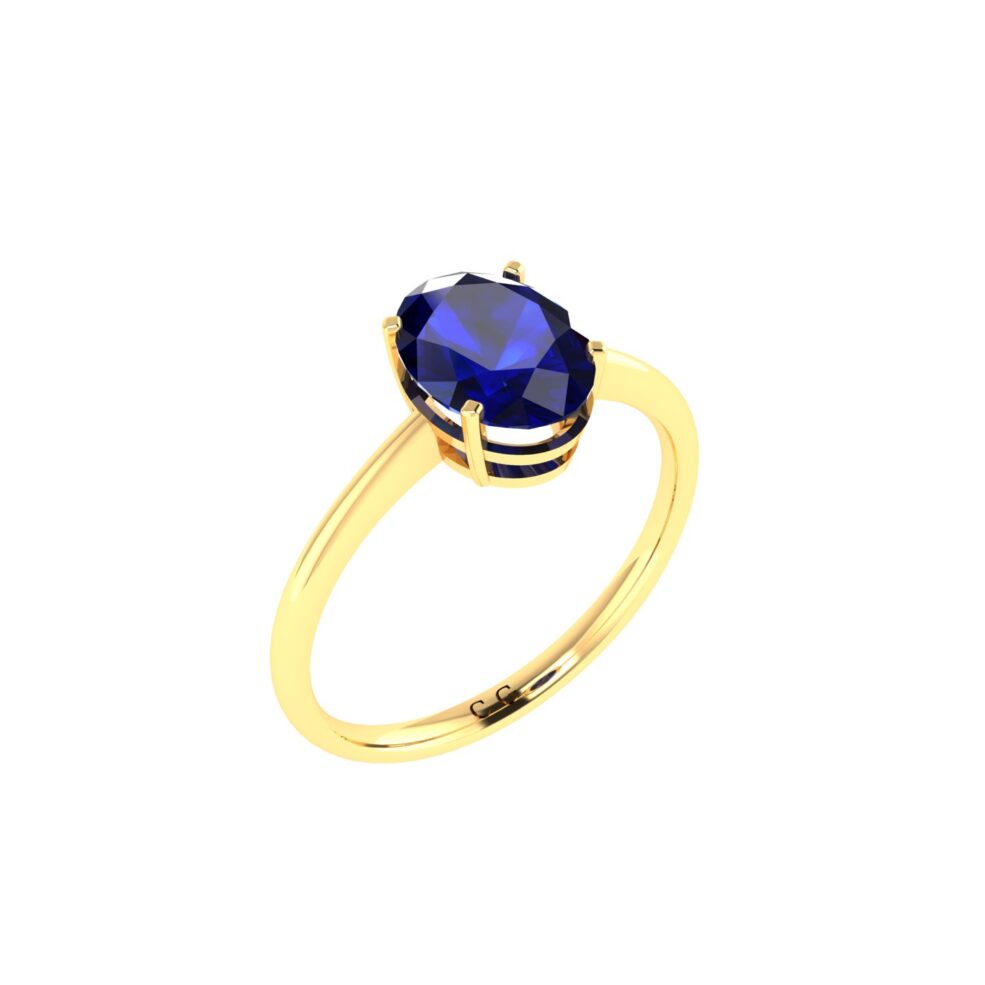 Minimalist Oval Blue Sapphire Ring in 18K Yellow Gold (3.15ct)