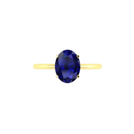 Minimalist Oval Blue Sapphire Ring in 18K Yellow Gold (3.15ct)