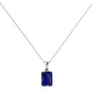 Minimalist Emerald-Cut Blue Sapphire Pendant in 18K White Gold (3.15ct)