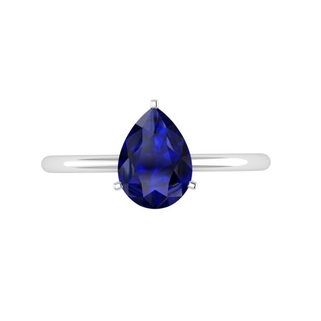 Minimalist Pear Blue Sapphire Ring in 18K White Gold (3.15ct)