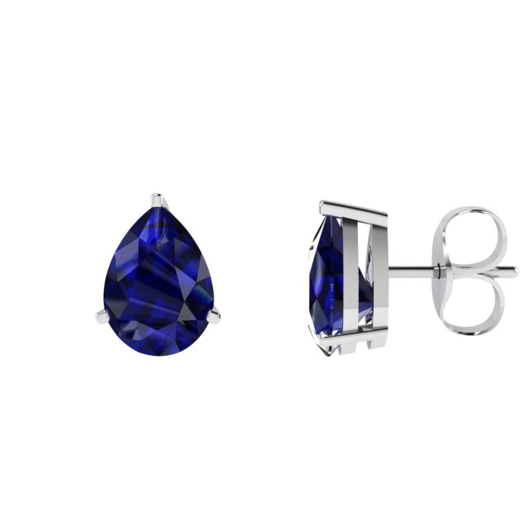 Minimalist Pear Blue Sapphire Earrings in 18K White Gold (6.3ct)