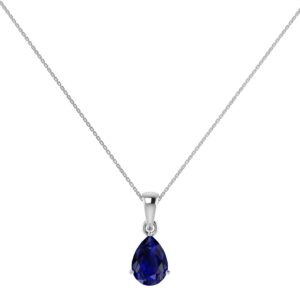 Minimalist Pear Blue Sapphire Pendant in 18K White Gold (3.15ct)