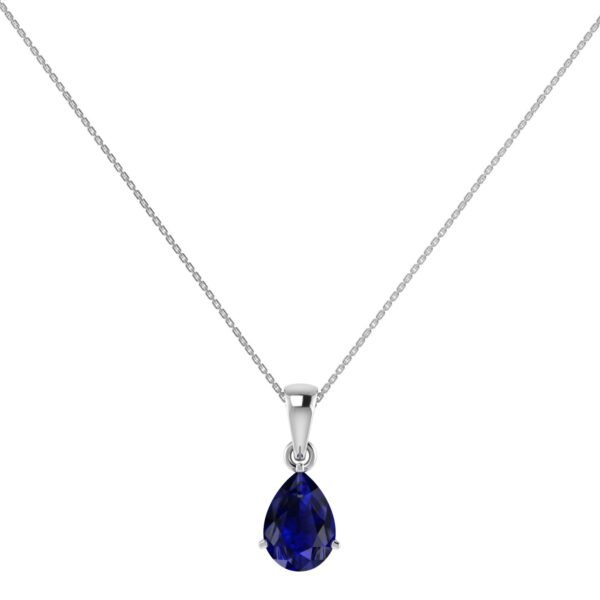 Minimalist Pear Blue Sapphire Pendant in 18K White Gold (3.15ct)