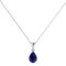 Minimalist Pear Blue Sapphire Pendant in 18K White Gold (3.15ct)