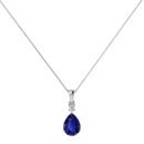Minimalist Pear Blue Sapphire and Sparkling Diamond Pendant in 18K White Gold (3.15ct)