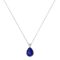 Minimalist Pear Blue Sapphire and Sparkling Diamond Necklace in 18K White Gold (3.15ct)