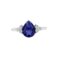 Minimalist Pear Blue Sapphire and Sparkling Diamond Ring in 18K White Gold (3.15ct)