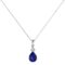 Minimalist Pear Blue Sapphire and Sparkling Diamond Pendant in 18K White Gold (3.15ct)