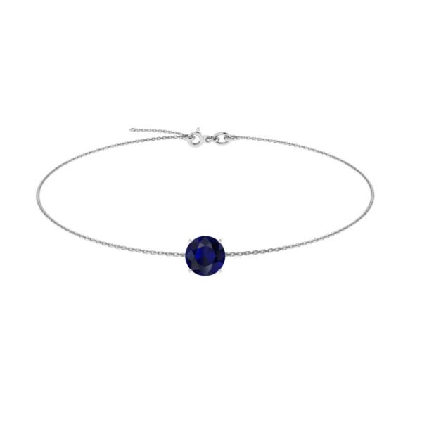 Azure Elegance Round Blue Sapphire Bracelet in 18k Gold
