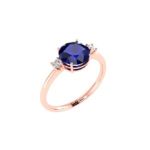 Diamond Accent Blue Sapphire Brilliance Ring in 18K Gold