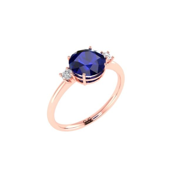 Diamond Accent Blue Sapphire Brilliance Ring in 18K Gold - Image 2