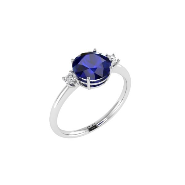 Diamond Accent Blue Sapphire Brilliance Ring in 18K Gold