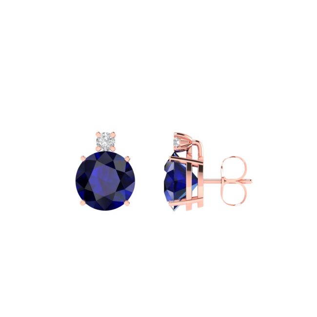 Blue Sapphire Diamond Accent Earrings in 18k Gold