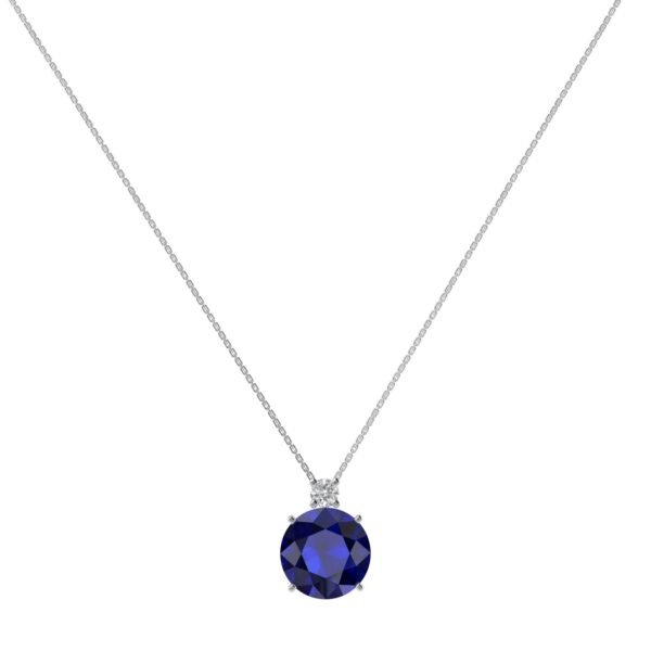 Ethereal Twilight Blue Sapphire Necklace with Solitaire Diamond in 18k Gold