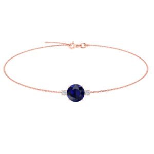 Diamond Halo Azure Elegance Blue Sapphire Bracelet in 18k Gold