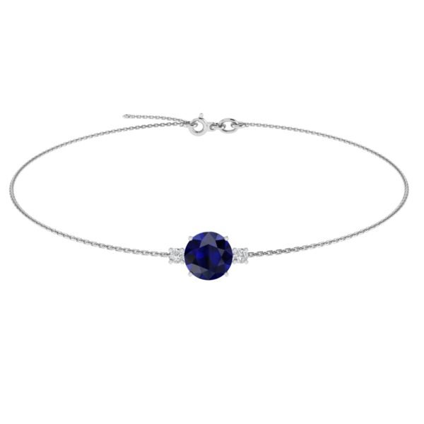 Diamond Halo Azure Elegance Blue Sapphire Bracelet in 18k Gold