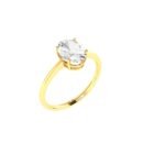 Minimalist Oval White Topaz Ring in 18K Yellow Gold (3.5ct)