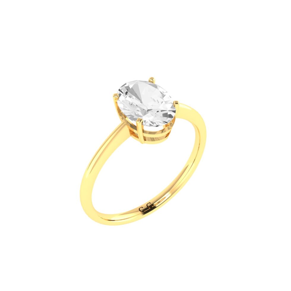Minimalist Oval White Topaz Ring in 18K Yellow Gold (3.5ct)