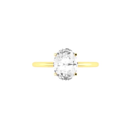 Minimalist Oval White Topaz Ring in 18K Yellow Gold (3.5ct)