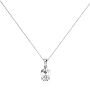 Minimalist Oval White Topaz Pendant in 18K White Gold (3.5ct)