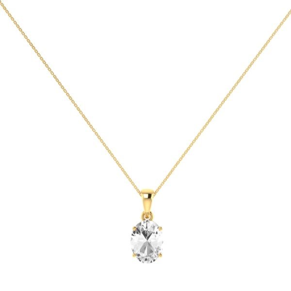 Minimalist Oval White Topaz Pendant in 18K Yellow Gold (3.5ct)