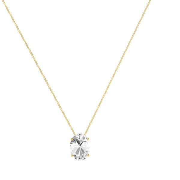 Minimalist Oval White Topaz Necklace in 18K Yellow Gold (3.5ct)