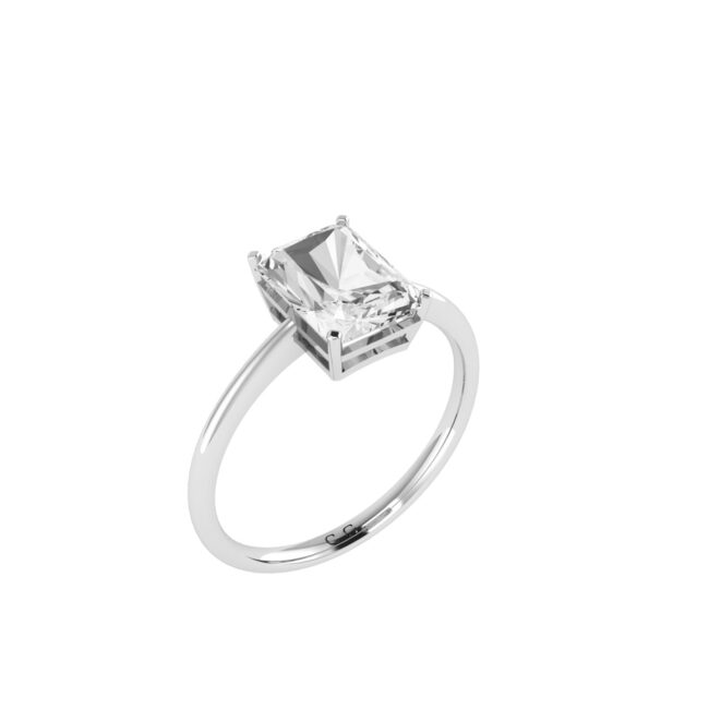 Minimalist Emerald-Cut White Topaz Ring in 18K White Gold (3.5ct)